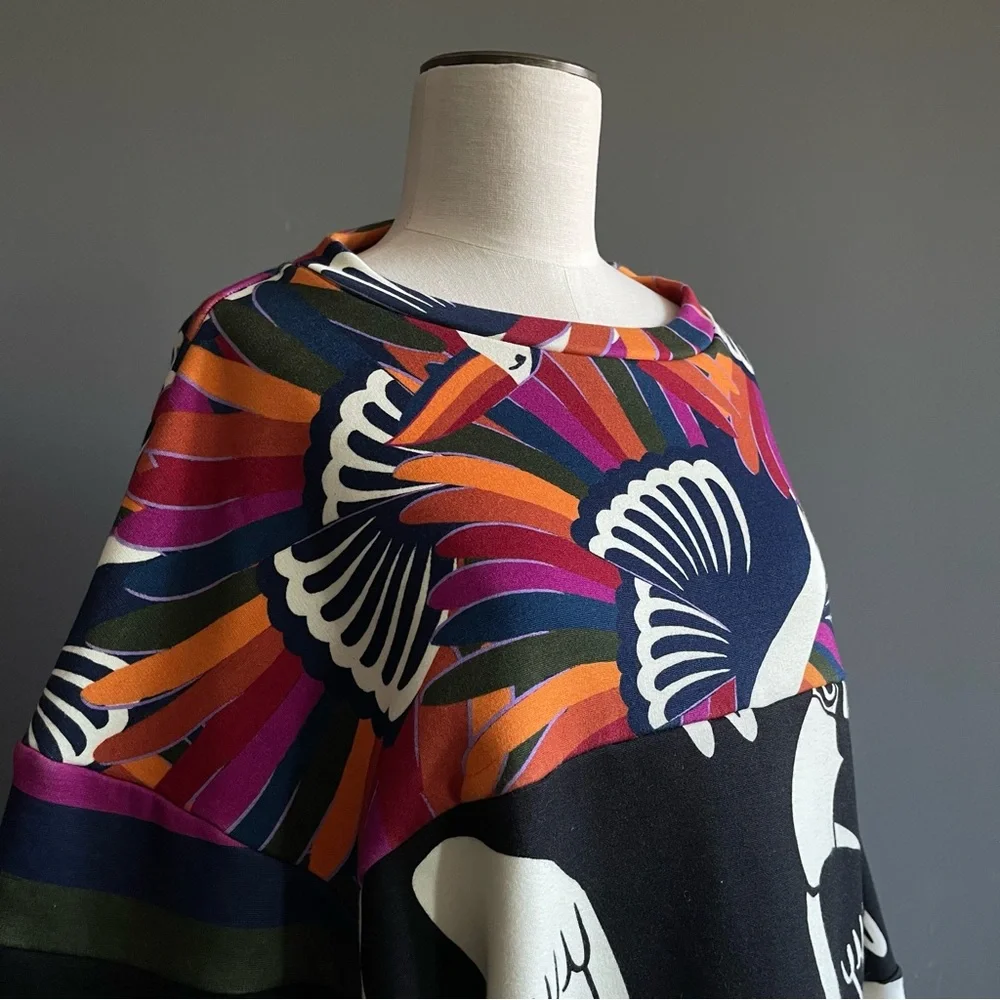 Farm Rio Tropical Bird Banana Print Sweatshirt Oversized Colorful XS Maximalist - Picture 2 of 9